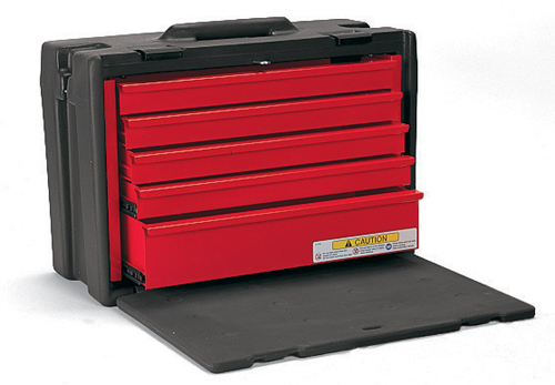 Tool Chest, Plastic, Steel Drawers, F.O.D. (Grey Shell/Red Drawers)