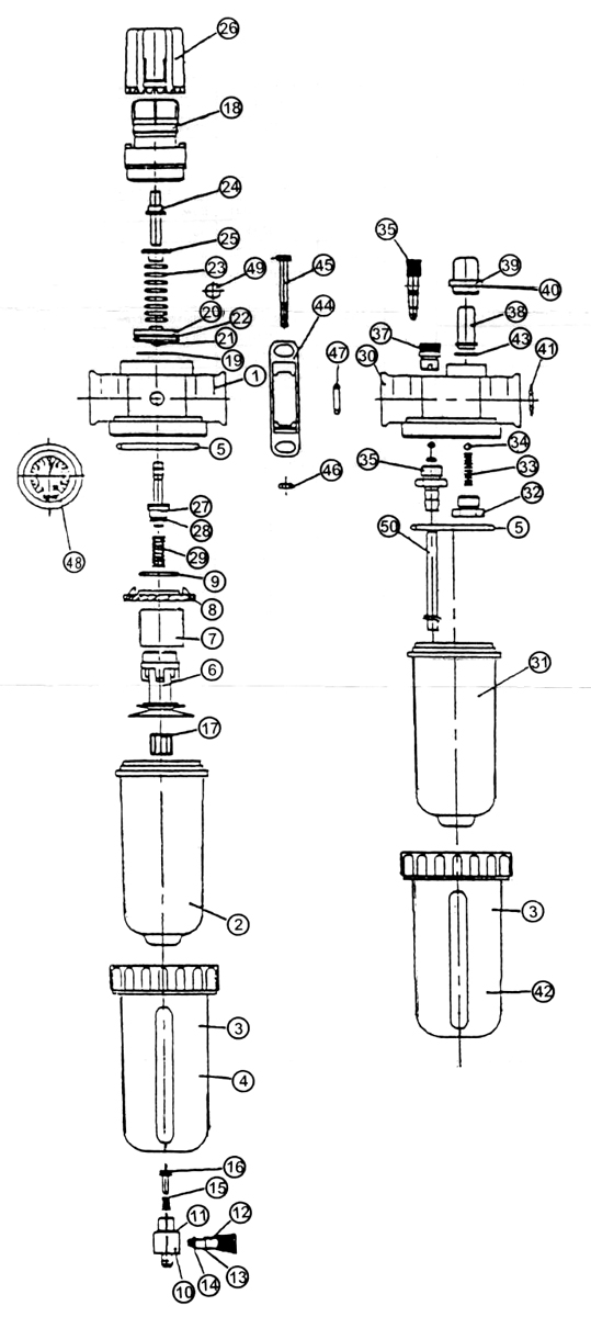 Regulator Filter Lubricator, Combination Air Line