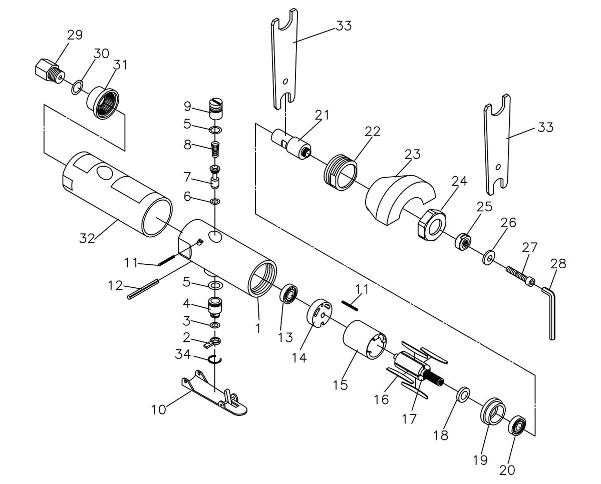 Cut Off Tool, Air, Reversible, 3"