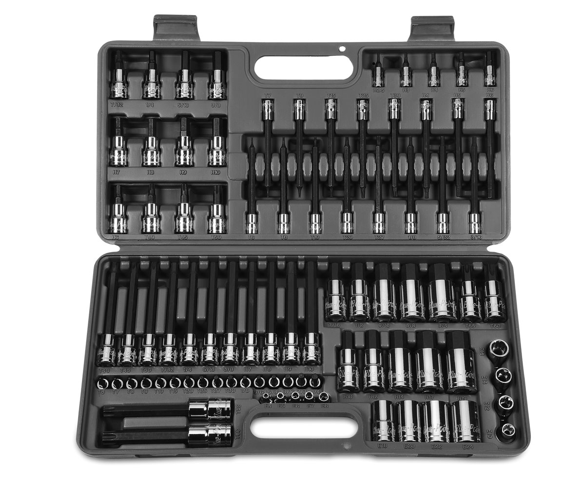 Set, Torx Sockets/Torx and Hex Bit Sockets, 1/4"3/8"1/2" Drive, BluePoint, 87 pcs.
