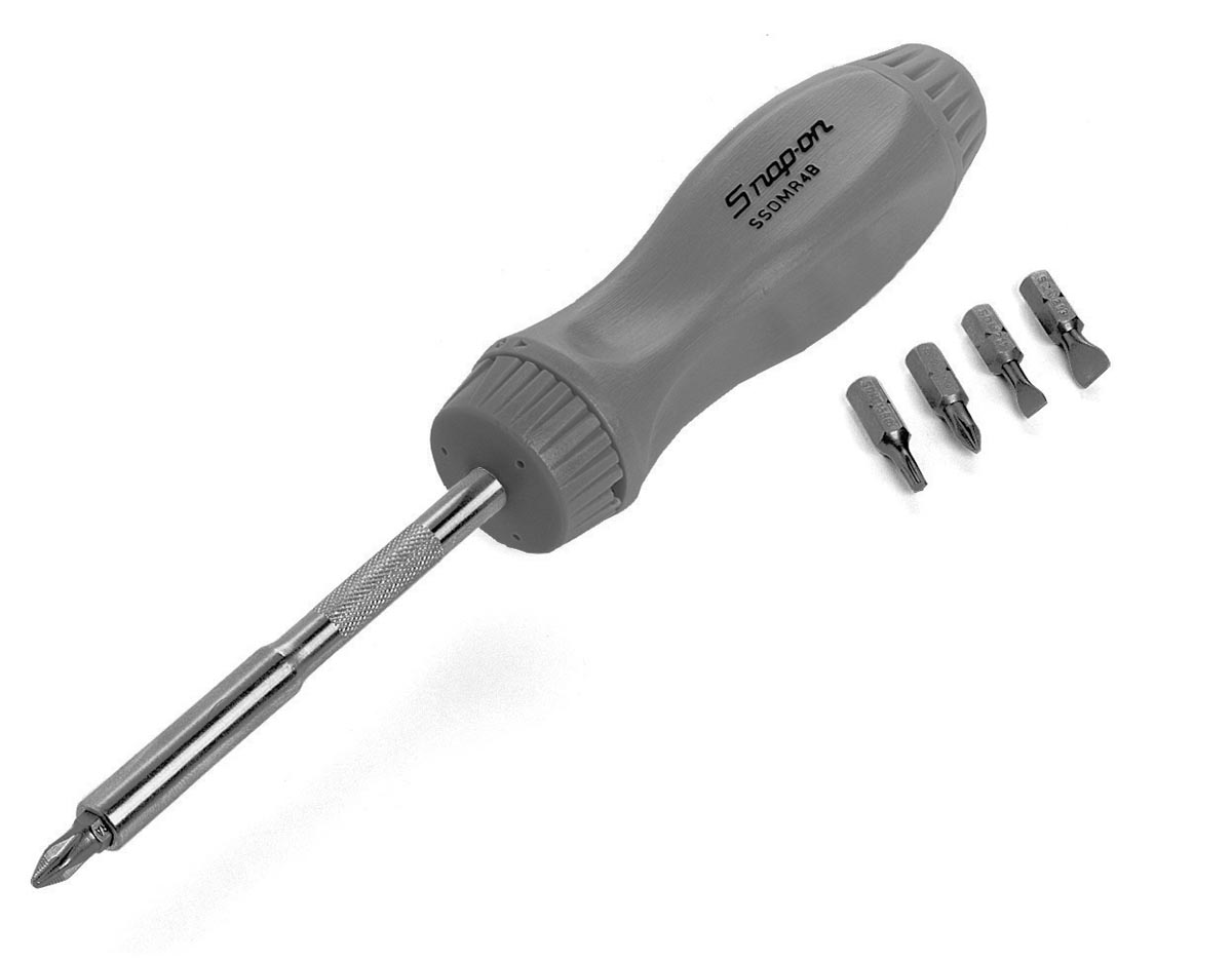 Screwdriver, Ratcheting, Standard, Orange, 8 3/4"