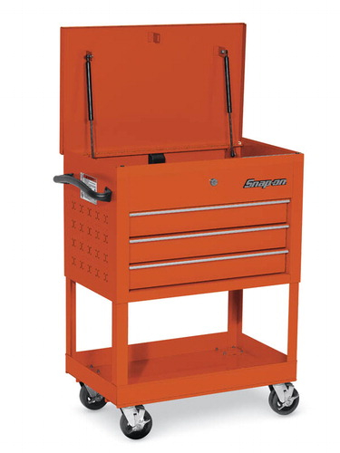 Roll Cart, 3 Drawers, Electric Orange