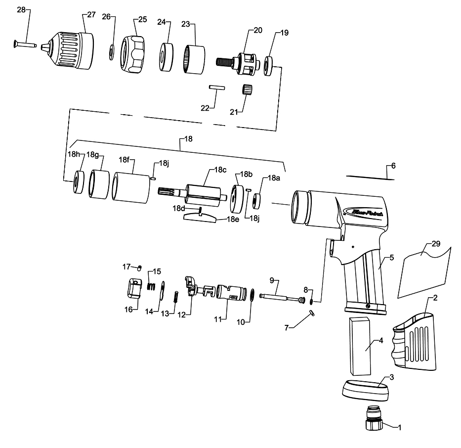 Drill, Air, Reversible, 3/8